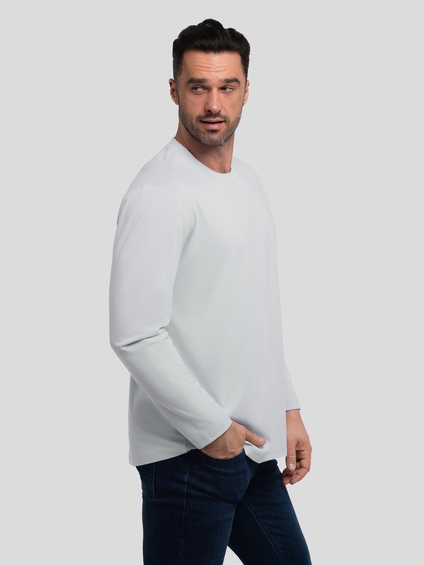StaySmooth de corte entallado de manga larga Curve Hem Tee: 2024 New Colors