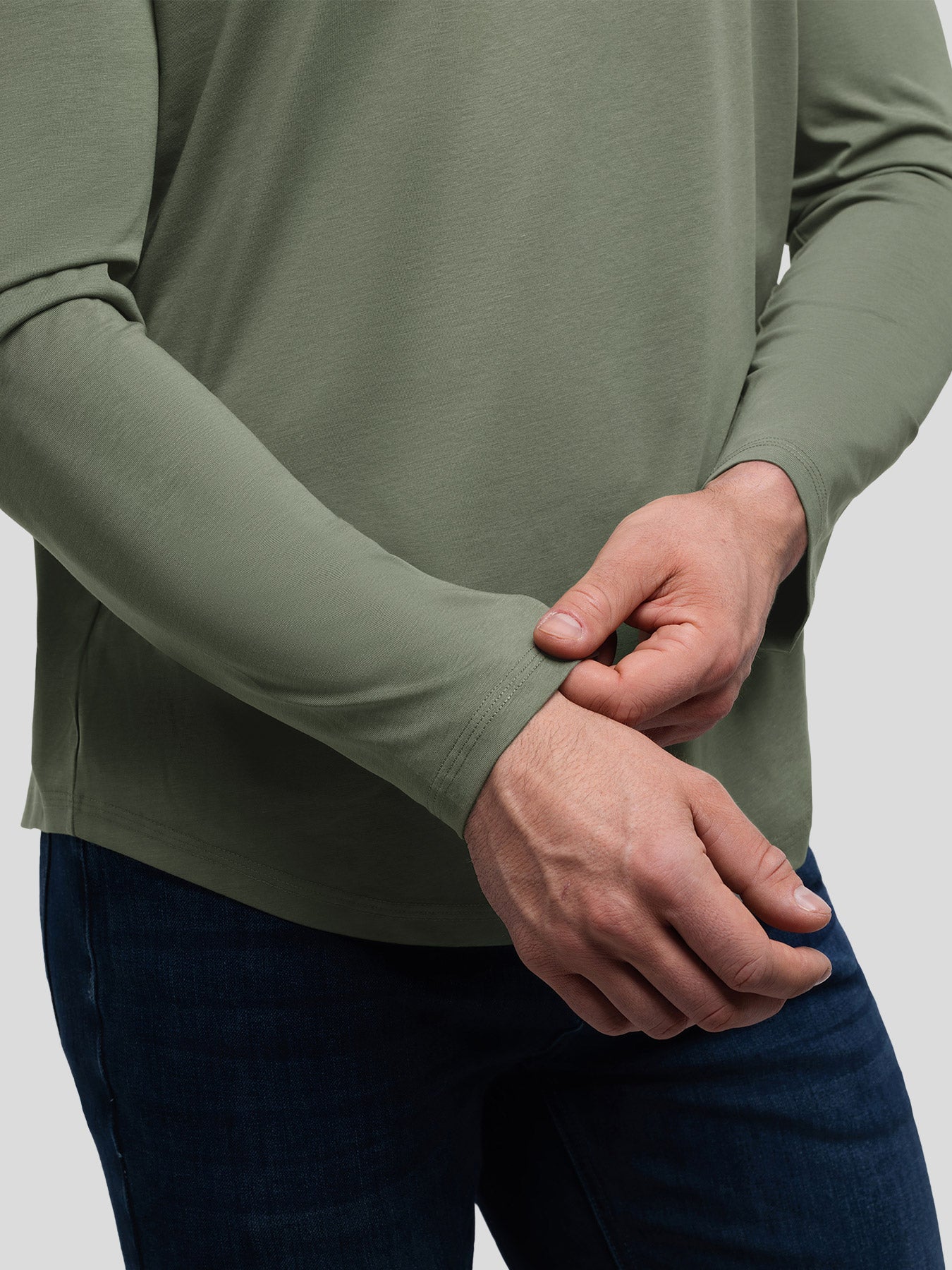 StaySmooth de manga larga Henley Drop-Cut Tee