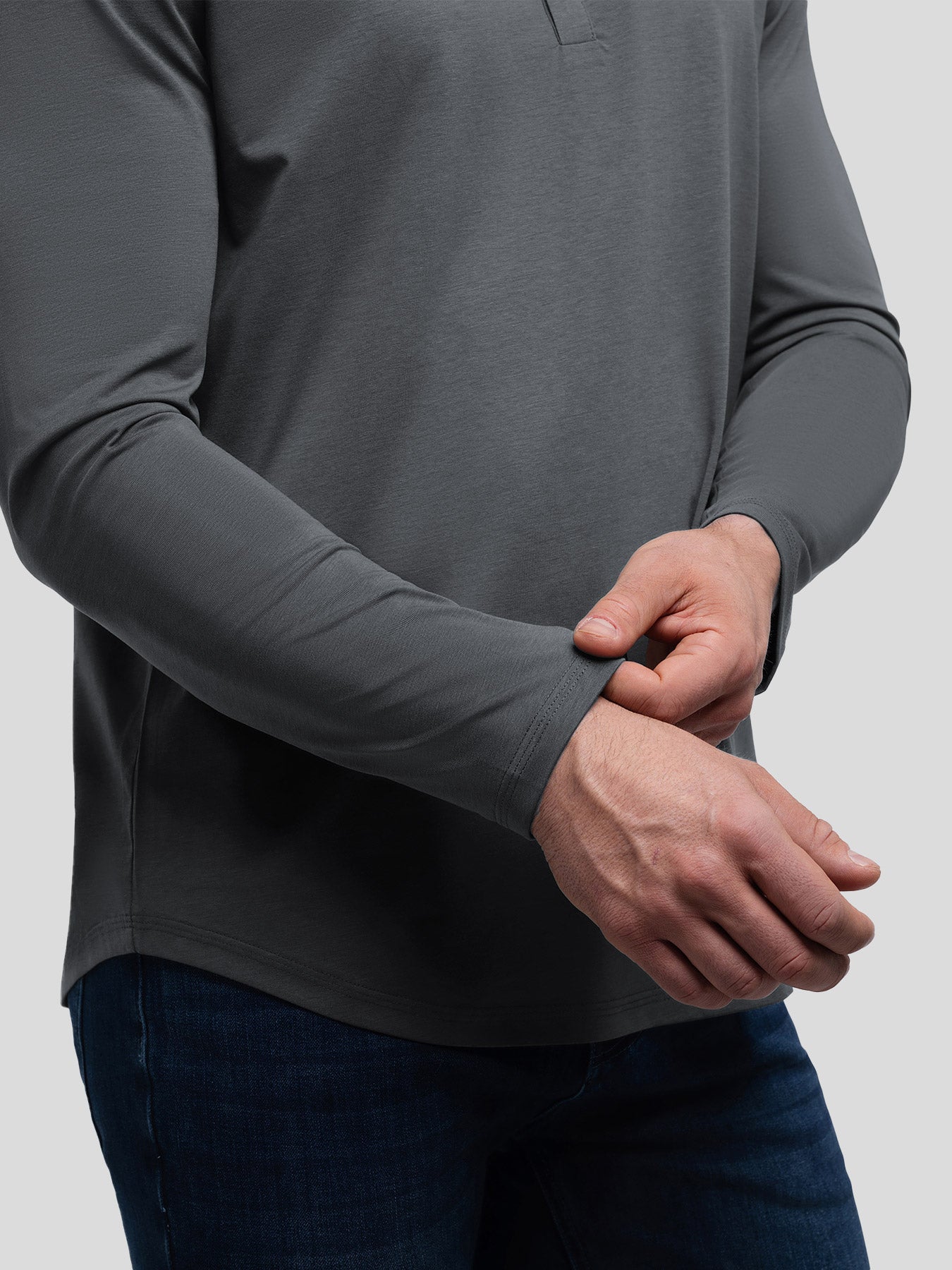 StaySmooth de manga larga Henley Drop-Cut Tee
