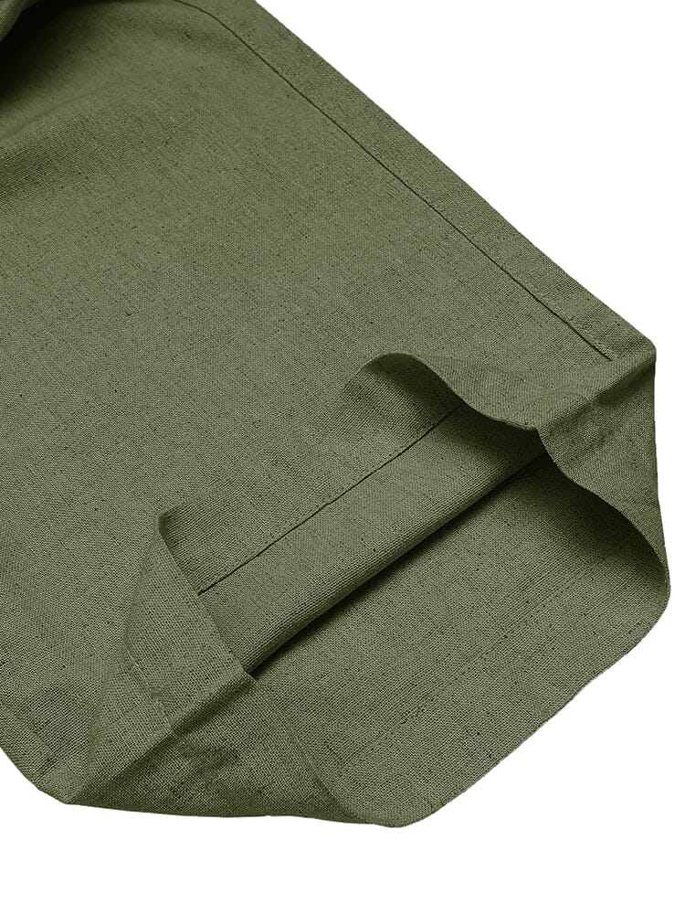 Pantalón casual Straight de lino Drawstring