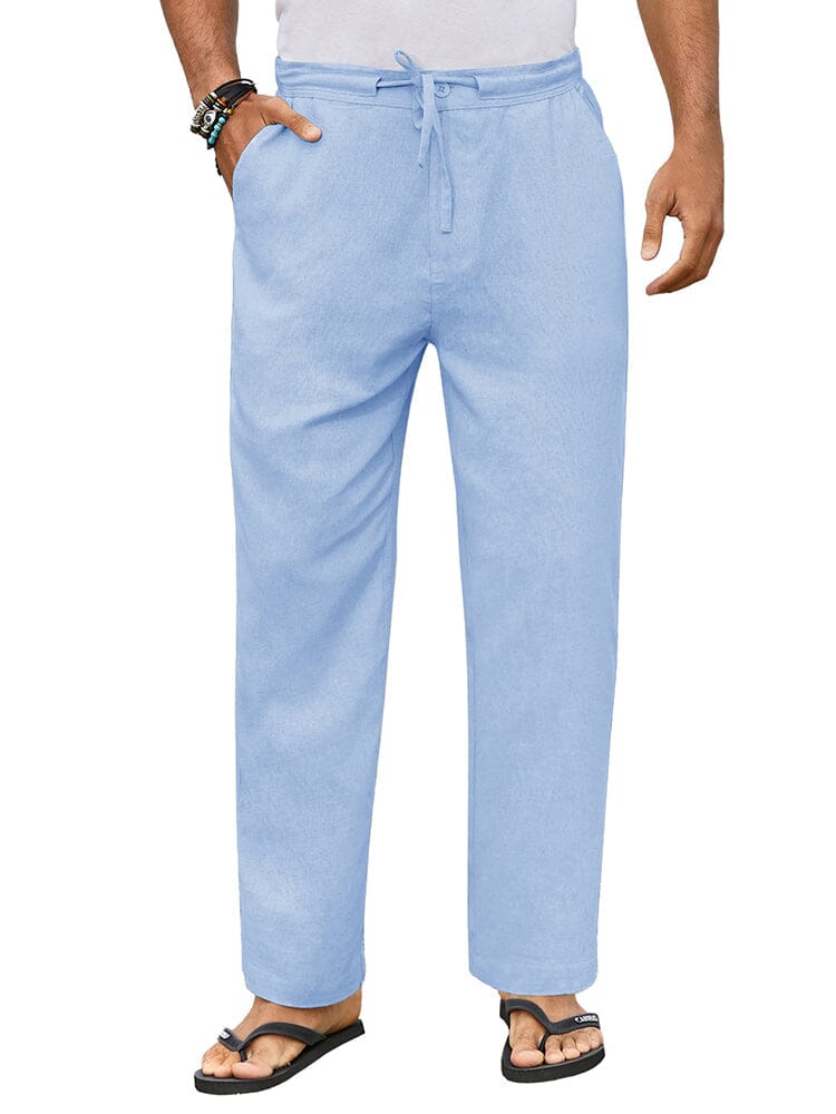 Pantalón casual Straight de lino Drawstring