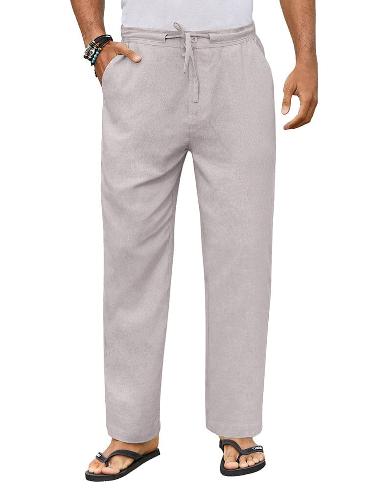 Pantalón casual Straight de lino Drawstring
