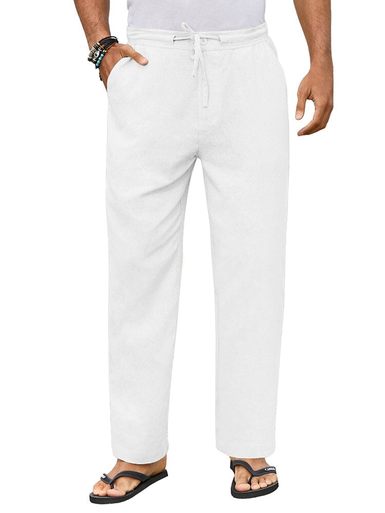 Pantalón casual Straight de lino Drawstring