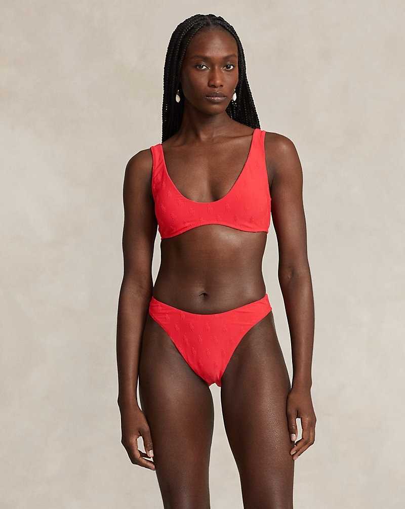 Abajo De Bikini Ralph Lauren Allover Pony Scoop Mujer Bright Hibiscus | BLCKHEY-64 - vista 1