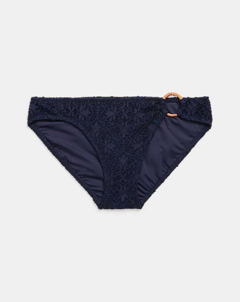 Abajo De Bikini Ralph Lauren Crocheted Ring-Front Mujer Azul Marino Oscuro | FSNRVXU-56 - vista 2
