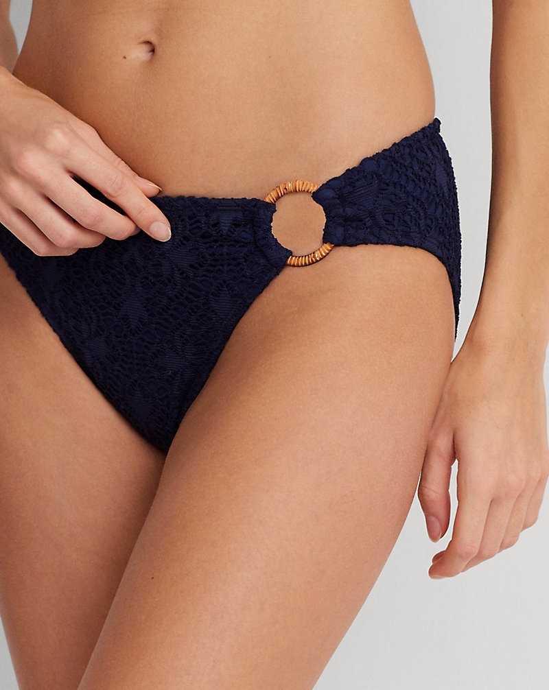 Abajo De Bikini Ralph Lauren Crocheted Ring-Front Mujer Azul Marino Oscuro | FSNRVXU-56 - vista 5