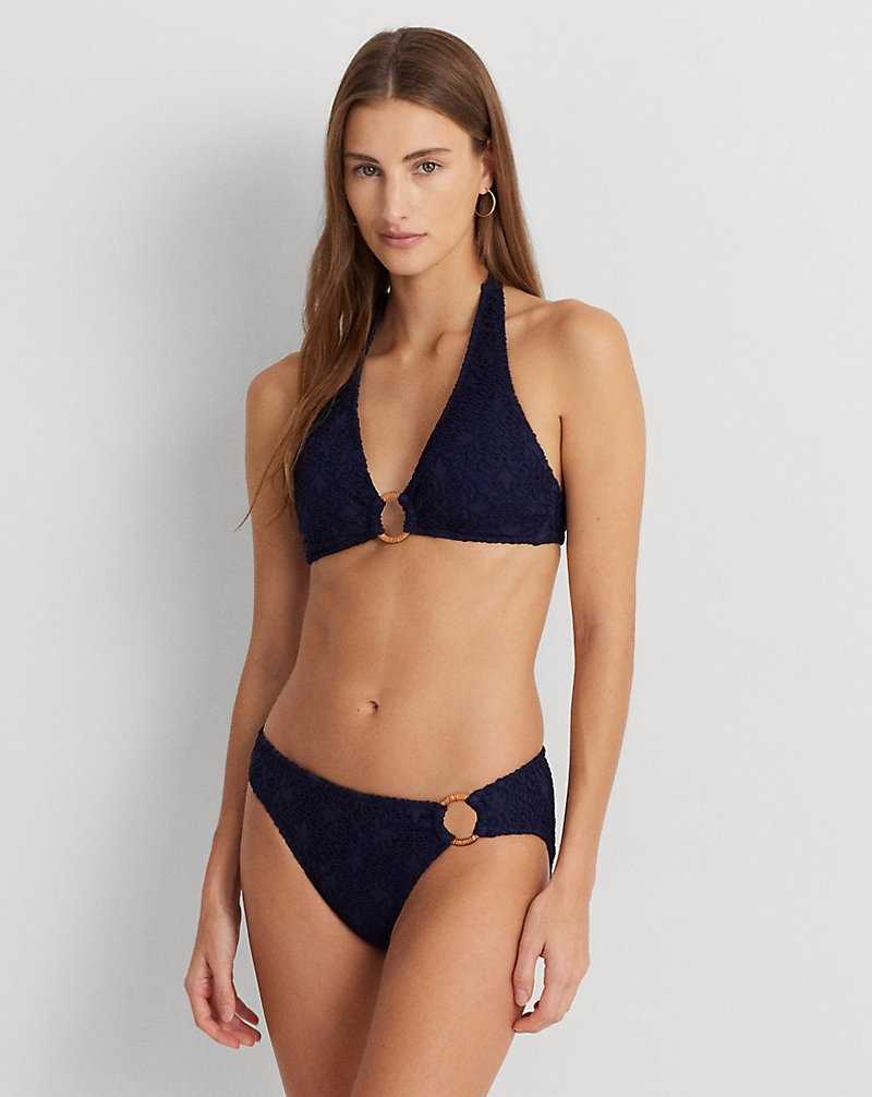 Abajo De Bikini Ralph Lauren Crocheted Ring-Front Mujer Azul Marino Oscuro | FSNRVXU-56 - vista 1