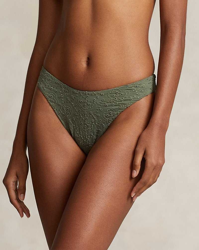 Abajo De Bikini Ralph Lauren Eyelet High-Leg Scoop Mujer Verde Oliva | ZMUQJYK-68 - vista 3