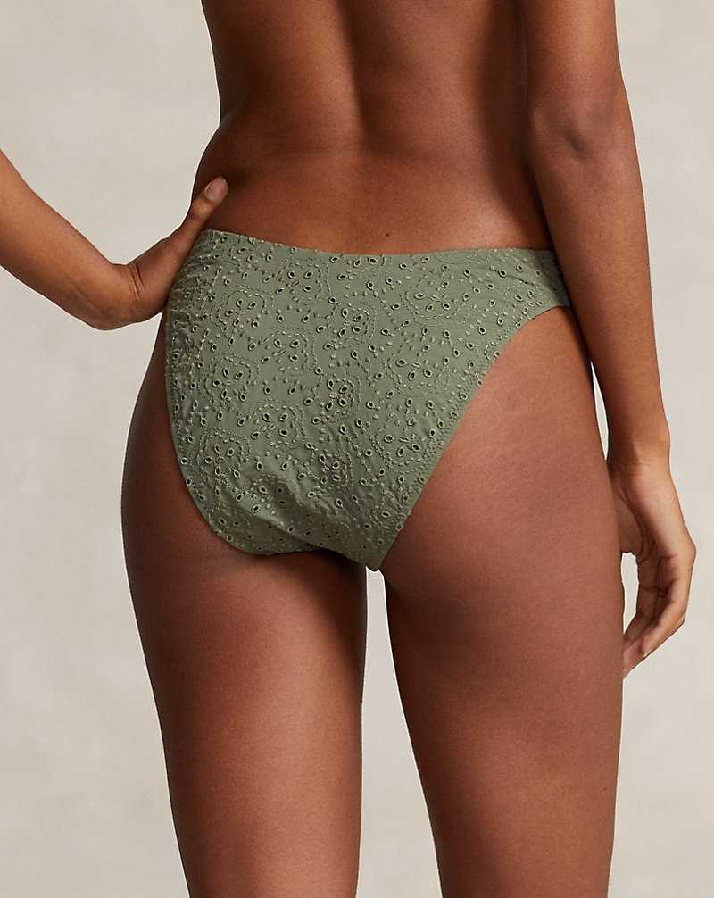 Abajo De Bikini Ralph Lauren Eyelet High-Leg Scoop Mujer Verde Oliva | ZMUQJYK-68 - vista 4