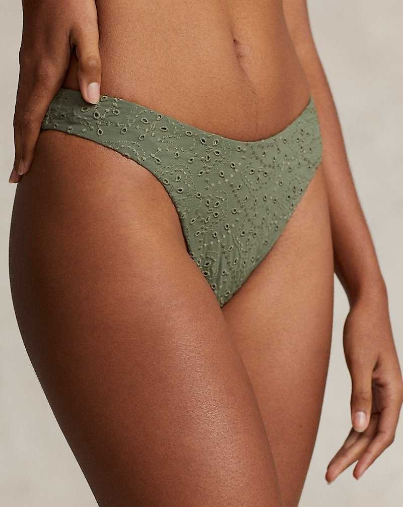 Abajo De Bikini Ralph Lauren Eyelet High-Leg Scoop Mujer Verde Oliva | ZMUQJYK-68 - vista 5