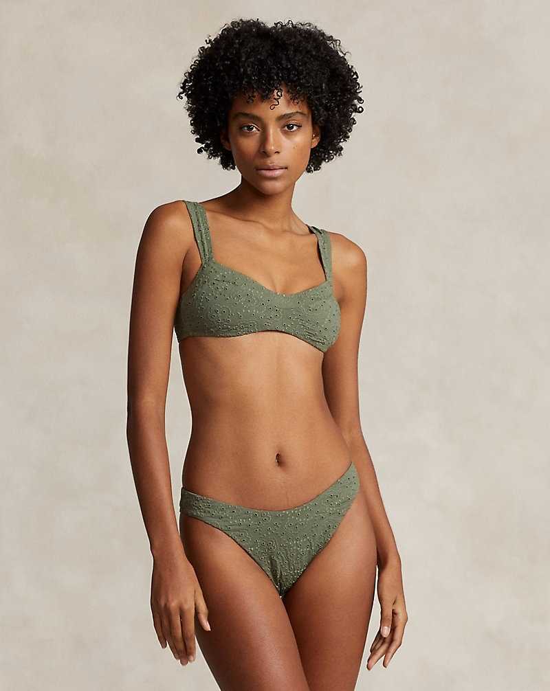 Abajo De Bikini Ralph Lauren Eyelet High-Leg Scoop Mujer Verde Oliva | ZMUQJYK-68 - vista 1