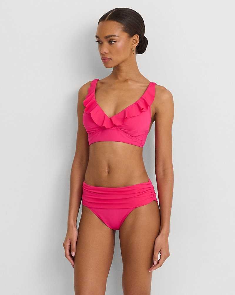Abajo De Bikini Ralph Lauren Solid Shirred Hipster Mujer Passionfruit | ZEHWUFK-30 - vista 1