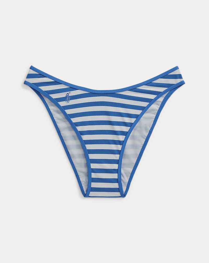 Abajo De Bikini Ralph Lauren Striped High-Leg Scoop Mujer Azules Blancos | LFVQDST-09 - vista 2