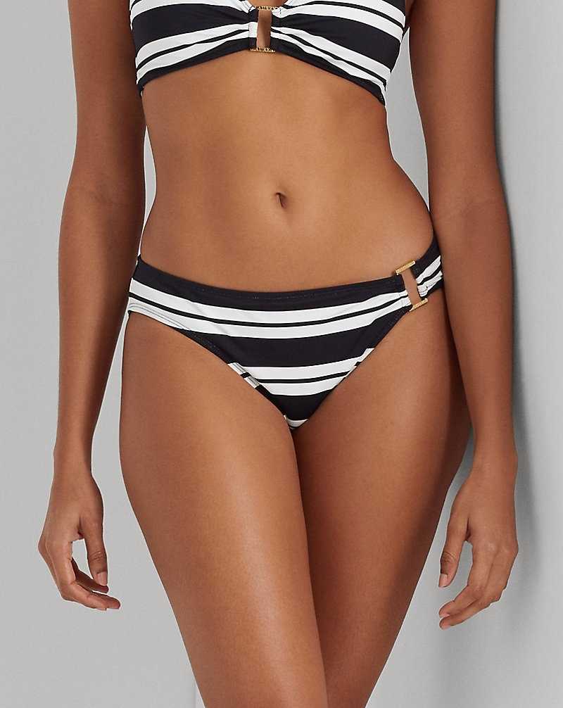 Abajo De Bikini Ralph Lauren Striped Ring-Front Hipster Mujer Black/White | WHXFURY-36 - vista 3