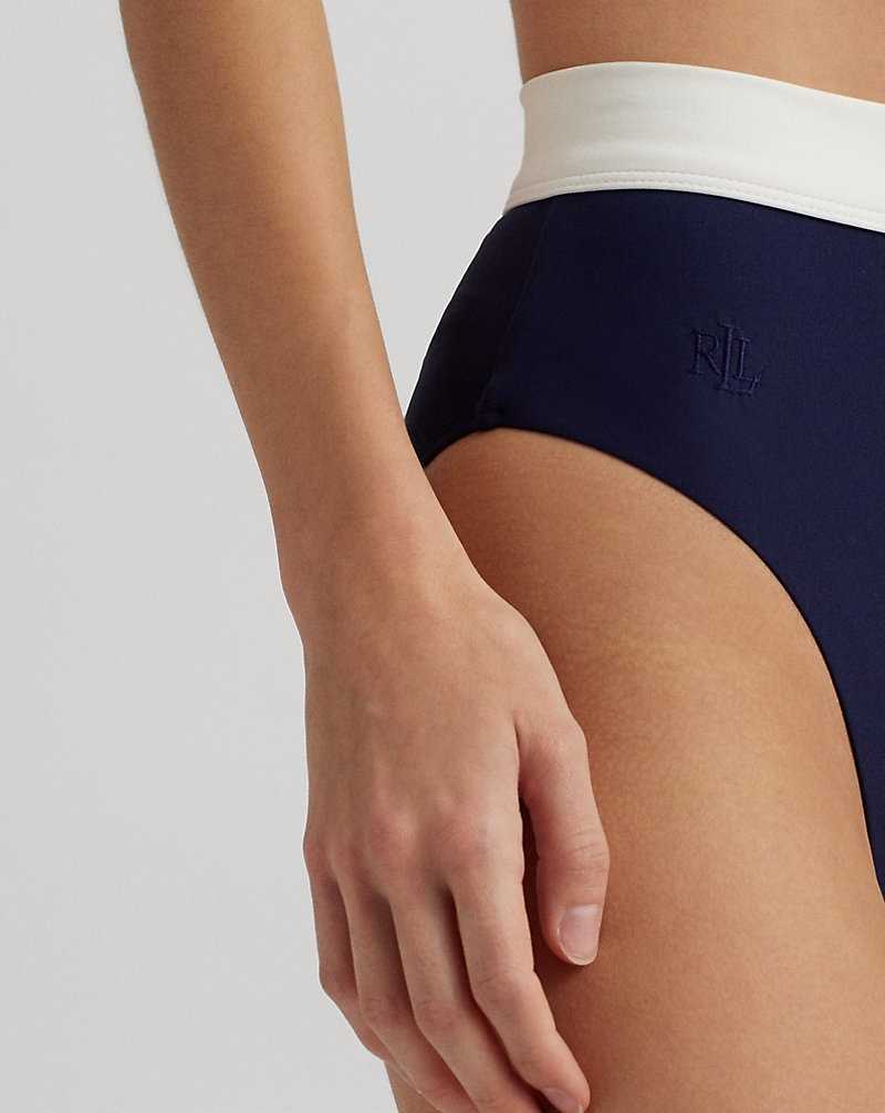 Abajo De Bikini Ralph Lauren Two-Tone High-Waisted Mujer Azul Marino Oscuro | LWMAKTP-29 - vista 5