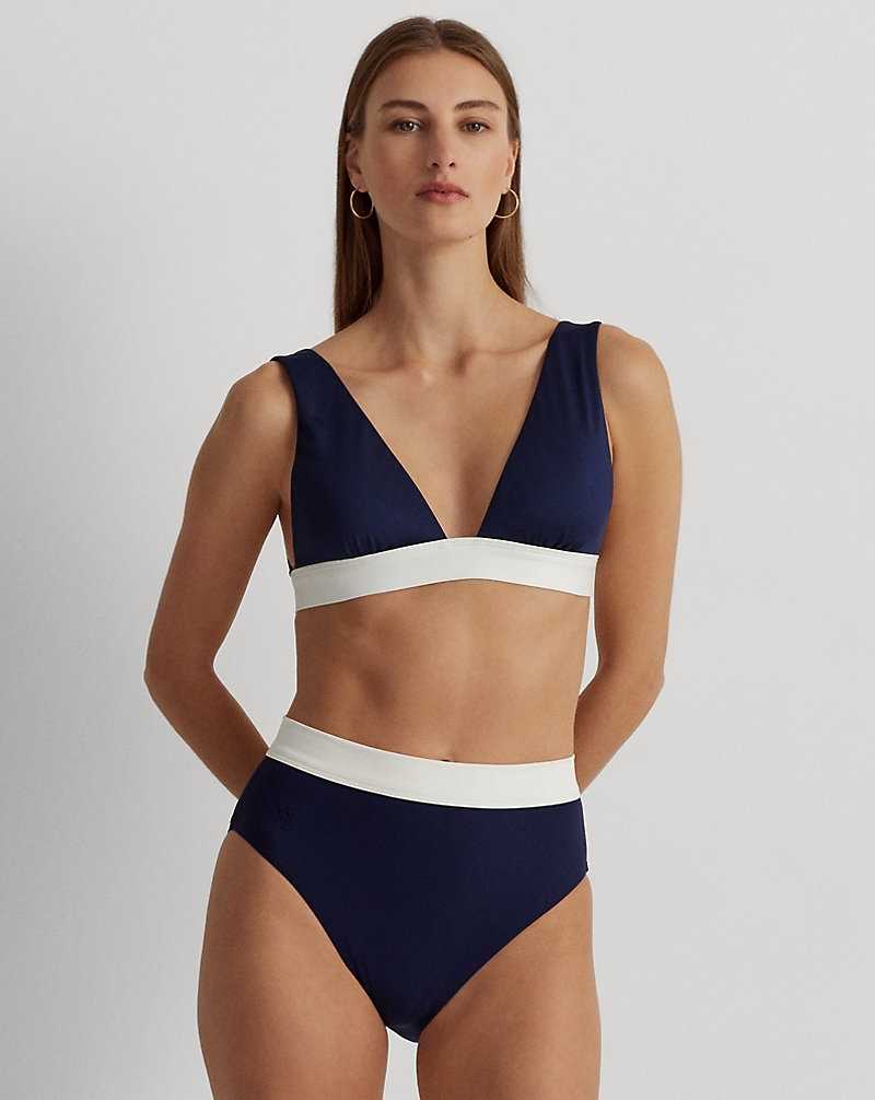 Abajo De Bikini Ralph Lauren Two-Tone High-Waisted Mujer Azul Marino Oscuro | LWMAKTP-29 - vista 1
