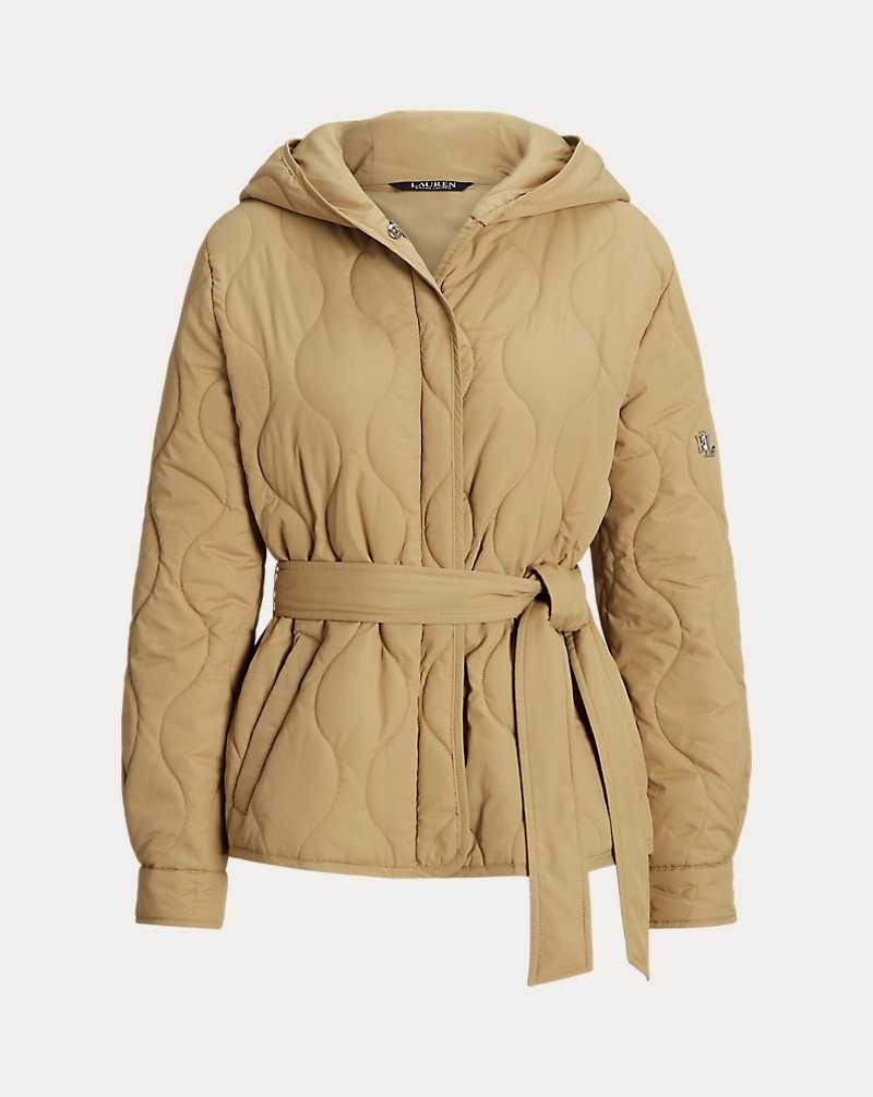 Abrigos Ralph Lauren Belted Onion-Quilted Hooded Mujer Birch Tan | HBMDQTF-47 - vista 2