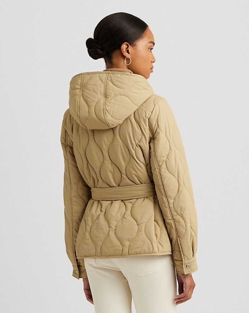 Abrigos Ralph Lauren Belted Onion-Quilted Hooded Mujer Birch Tan | HBMDQTF-47 - vista 4