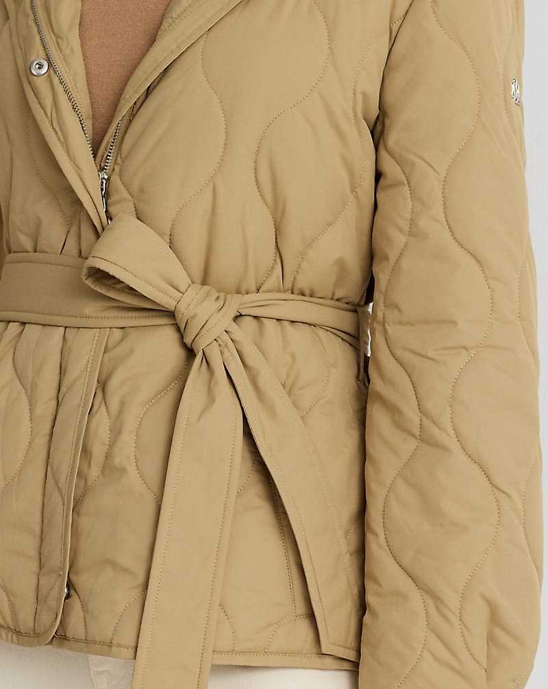 Abrigos Ralph Lauren Belted Onion-Quilted Hooded Mujer Birch Tan | HBMDQTF-47 - vista 5