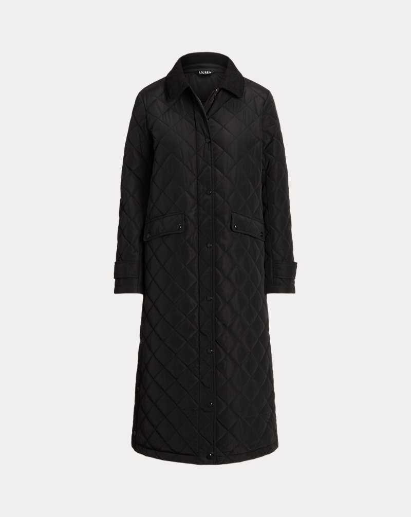 Abrigos Ralph Lauren Corduroy-Trim Diamond-Quilted Mujer Negros | MHSKAGE-38 - vista 2