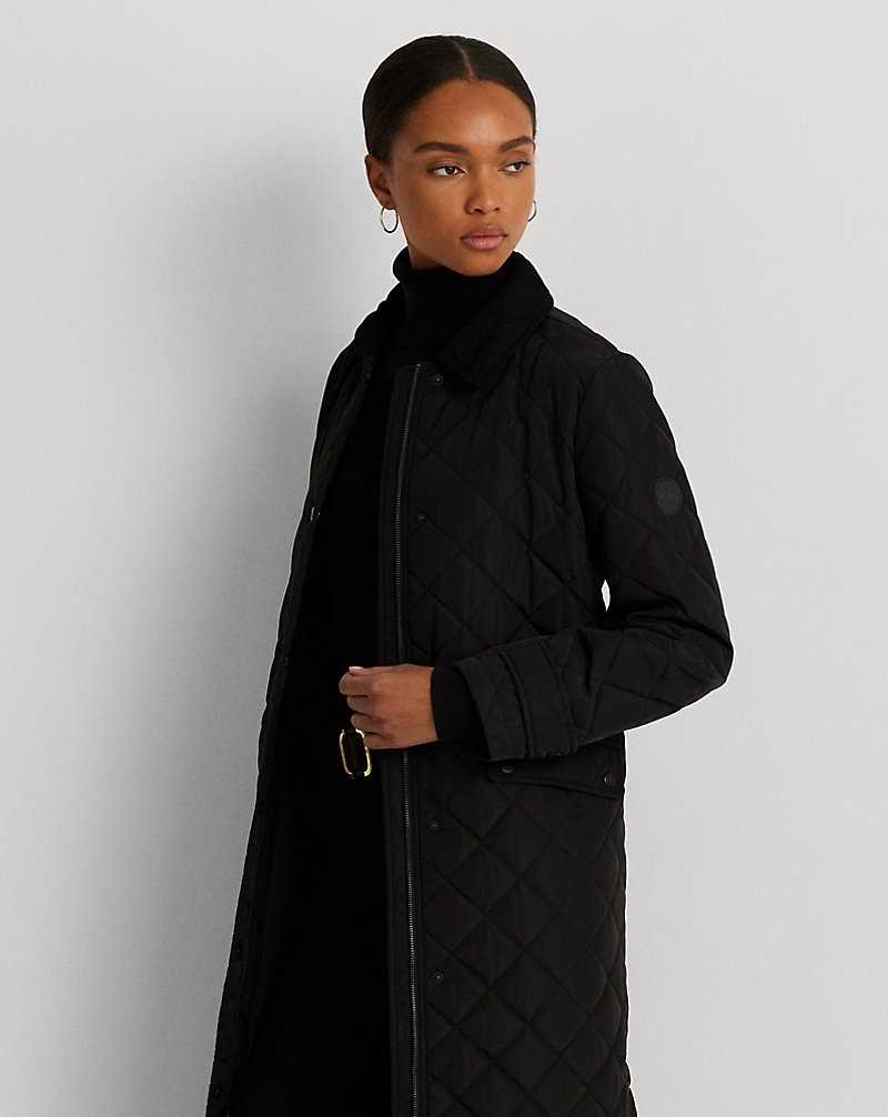 Abrigos Ralph Lauren Corduroy-Trim Diamond-Quilted Mujer Negros | MHSKAGE-38 - vista 3