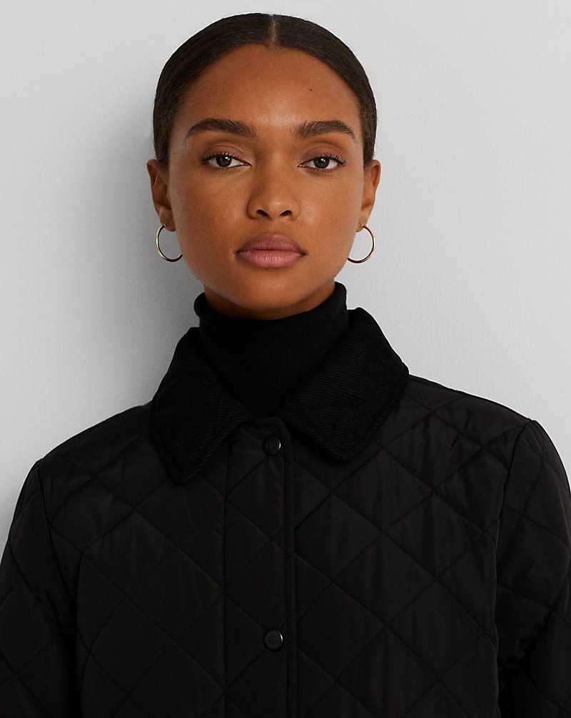 Abrigos Ralph Lauren Corduroy-Trim Diamond-Quilted Mujer Negros | MHSKAGE-38 - vista 5