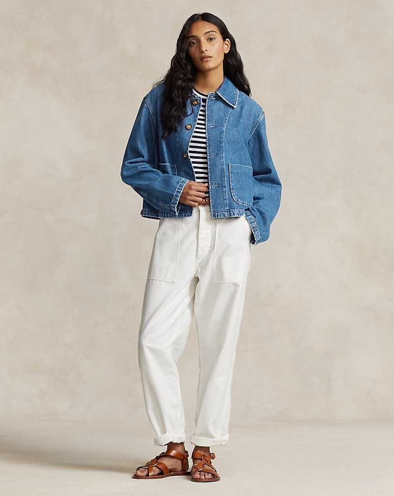 Abrigos Ralph Lauren Cropped Denim Car Mujer Azules | LARCJQO-45 - vista 3
