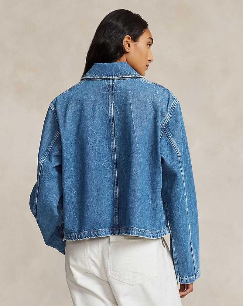 Abrigos Ralph Lauren Cropped Denim Car Mujer Azules | LARCJQO-45 - vista 4