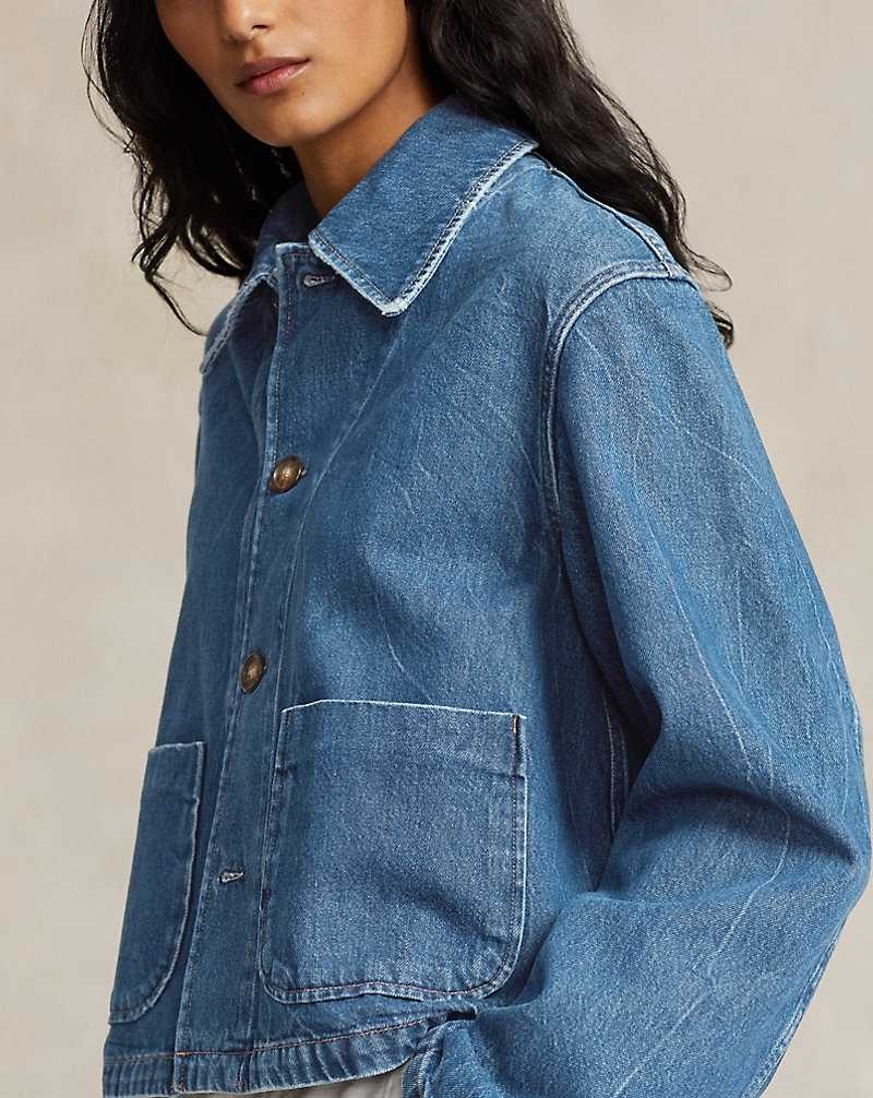 Abrigos Ralph Lauren Cropped Denim Car Mujer Azules | LARCJQO-45 - vista 5