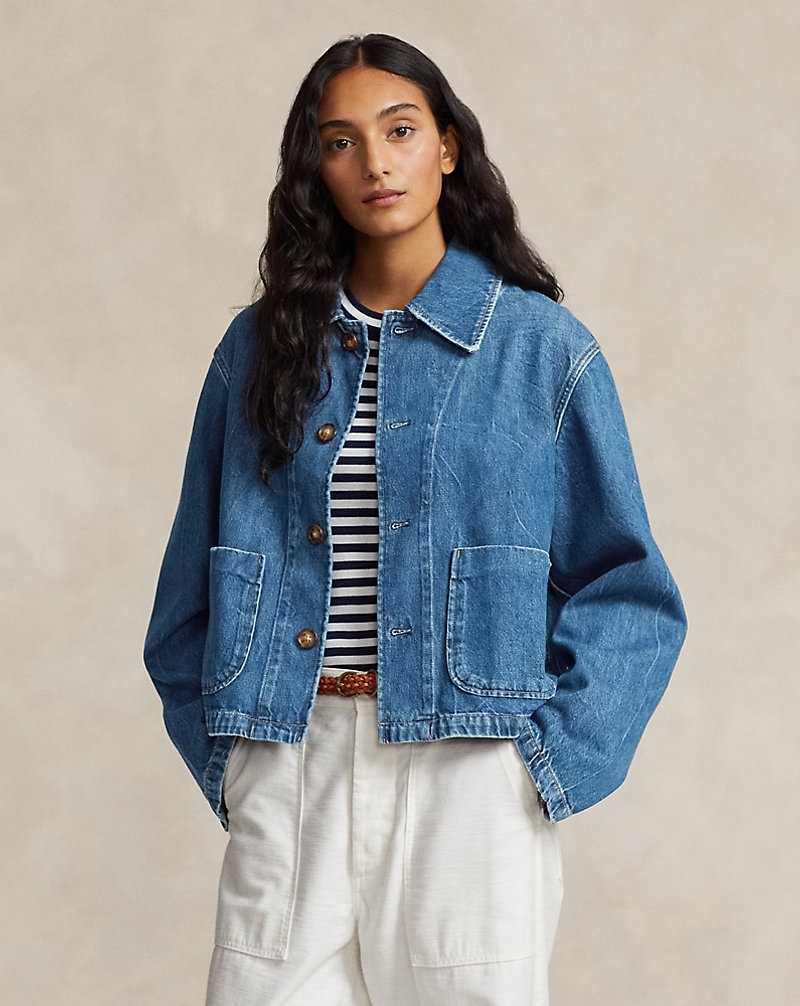 Abrigos Ralph Lauren Cropped Denim Car Mujer Azules | LARCJQO-45 - vista 1