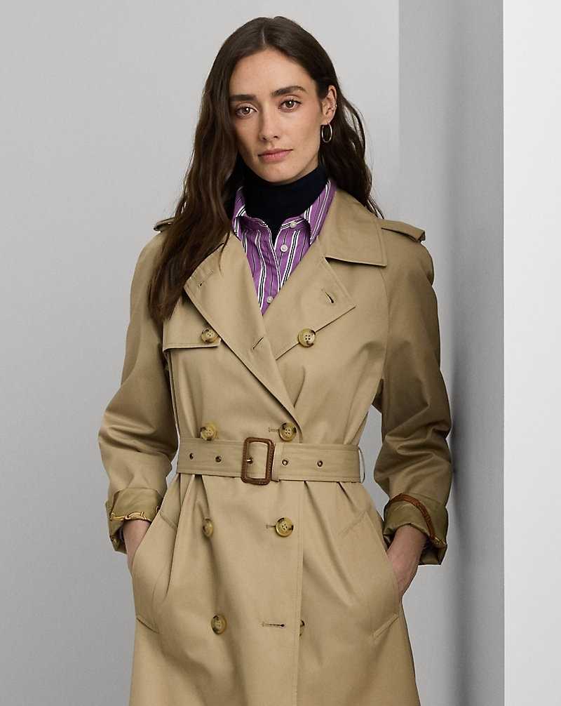 Abrigos Ralph Lauren Double-Breasted Belted Trench Mujer Birch Tan | QRNGKWD-97 - vista 3