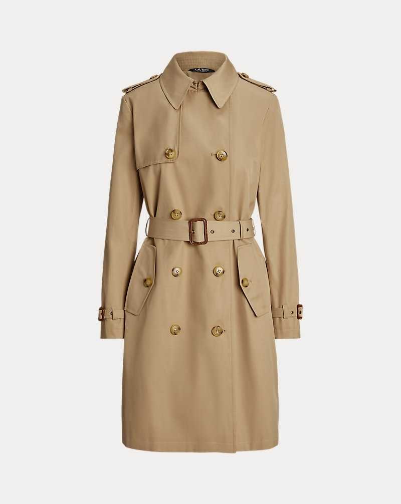 Abrigos Ralph Lauren Double-Breasted Cotton-Blend Trench Mujer Birch Tan | OUEYIFJ-97 - vista 2