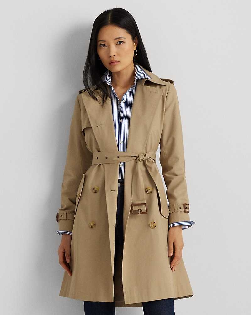Abrigos Ralph Lauren Double-Breasted Cotton-Blend Trench Mujer Birch Tan | OUEYIFJ-97 - vista 1