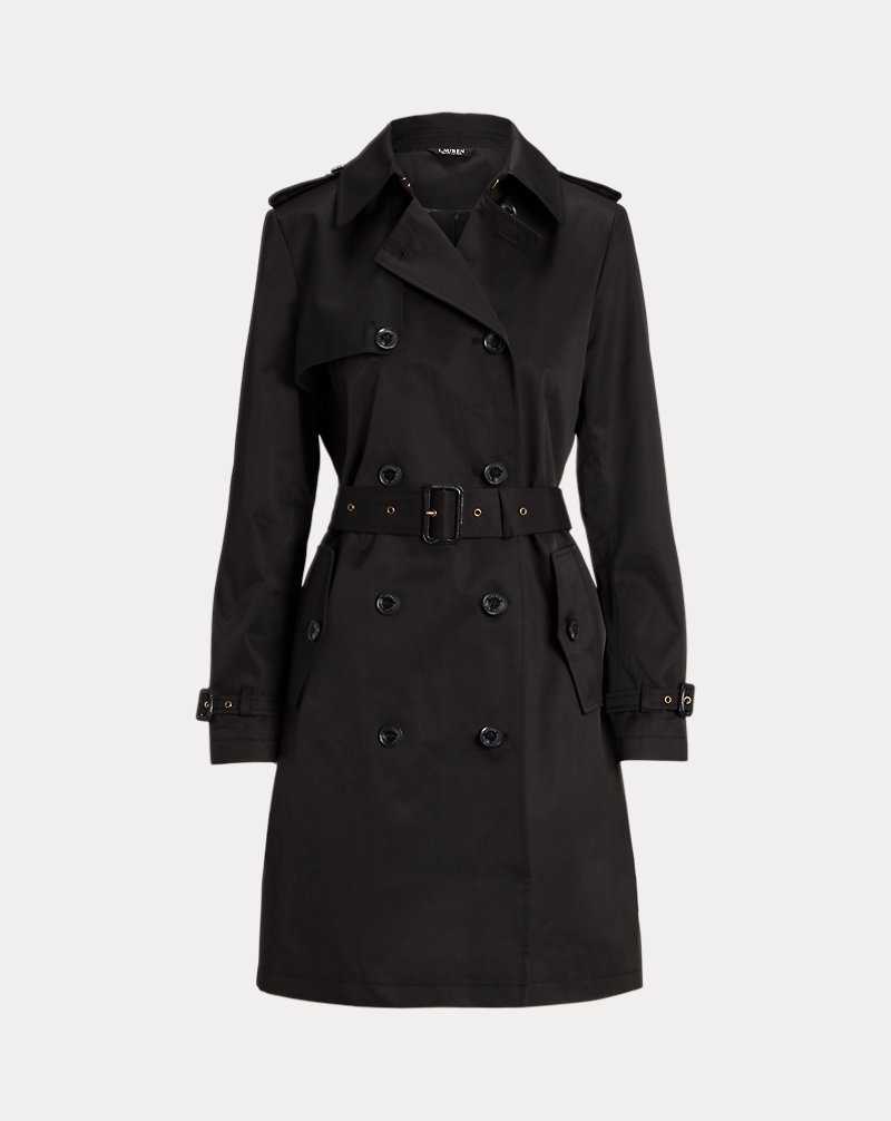 Abrigos Ralph Lauren Double-Breasted Cotton-Blend Trench Mujer Negros | PGAVTMR-65 - vista 2