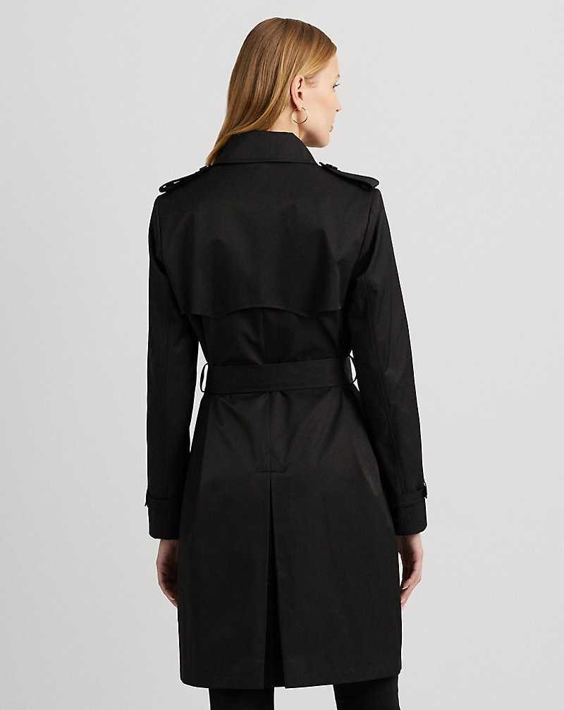 Abrigos Ralph Lauren Double-Breasted Cotton-Blend Trench Mujer Negros | PGAVTMR-65 - vista 4