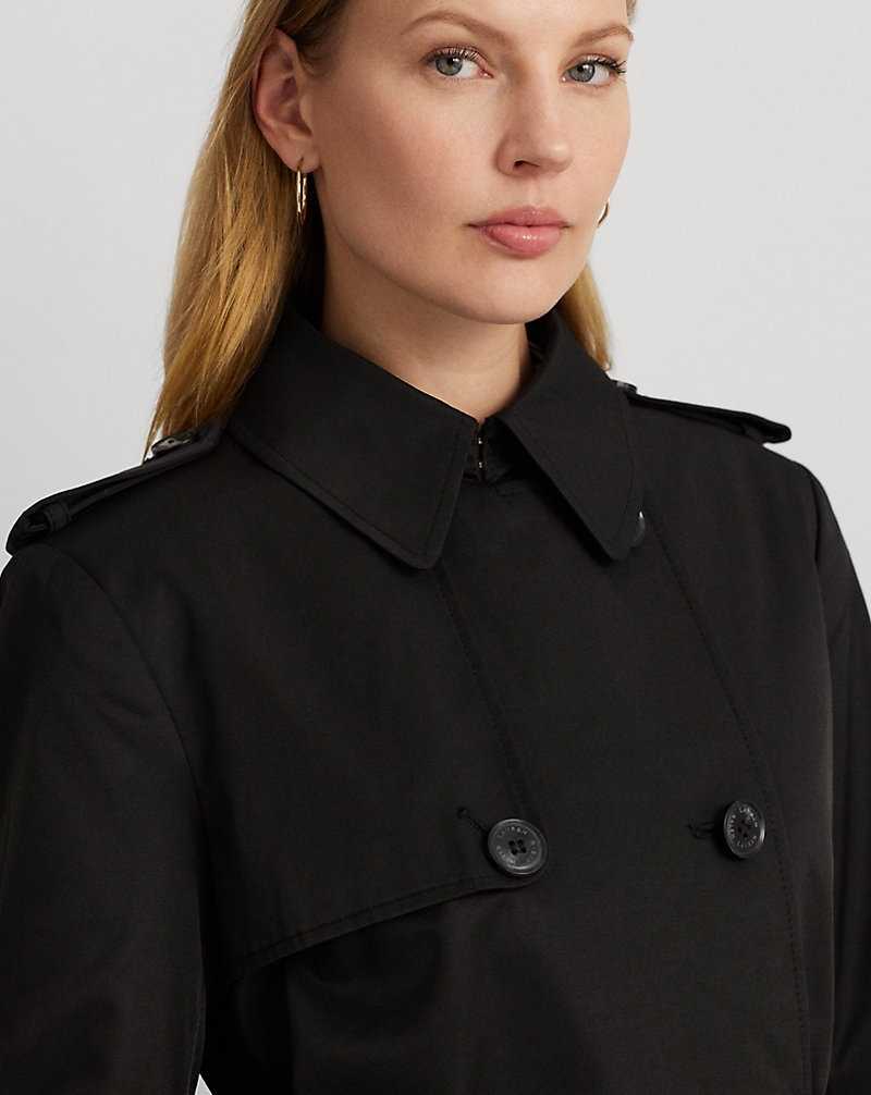 Abrigos Ralph Lauren Double-Breasted Cotton-Blend Trench Mujer Negros | PGAVTMR-65 - vista 5