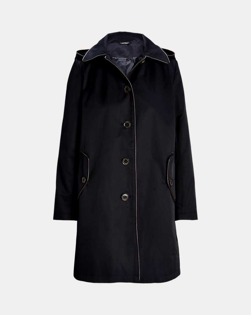 Abrigos Ralph Lauren Faux-Leather-Trim Hooded Mujer Azul Marino Oscuro | RSPELDA-18 - vista 2