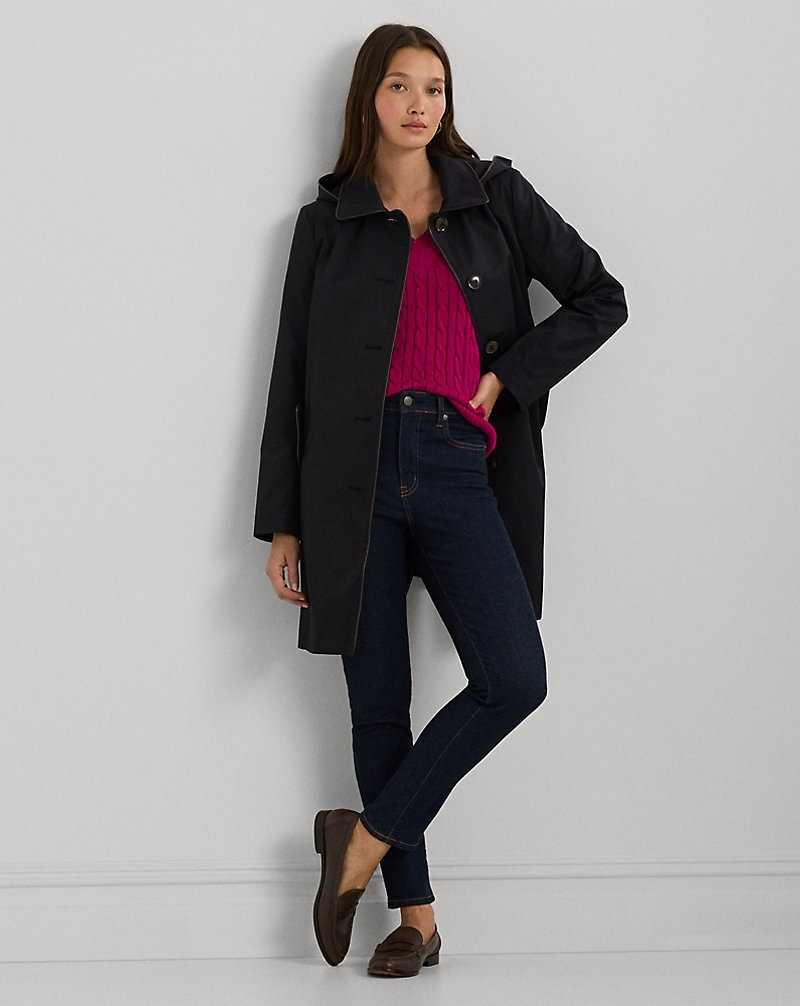 Abrigos Ralph Lauren Faux-Leather-Trim Hooded Mujer Azul Marino Oscuro | RSPELDA-18 - vista 3
