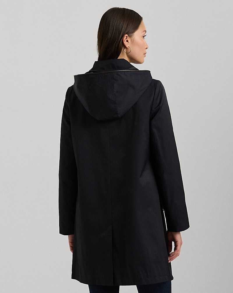 Abrigos Ralph Lauren Faux-Leather-Trim Hooded Mujer Azul Marino Oscuro | RSPELDA-18 - vista 4