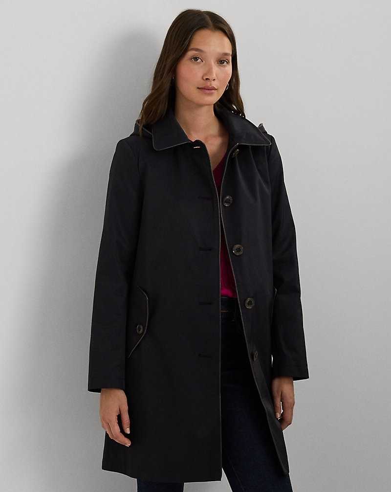 Abrigos Ralph Lauren Faux-Leather-Trim Hooded Mujer Azul Marino Oscuro | RSPELDA-18 - vista 1