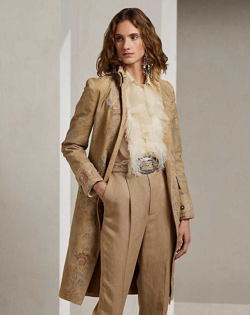 Abrigos Ralph Lauren Grendel Embellished Canvas Mujer Fawn | OQLNZSI-29 - vista 3
