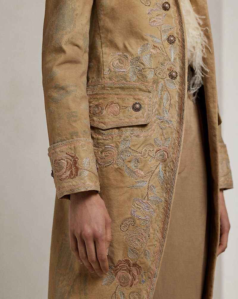 Abrigos Ralph Lauren Grendel Embellished Canvas Mujer Fawn | OQLNZSI-29 - vista 5