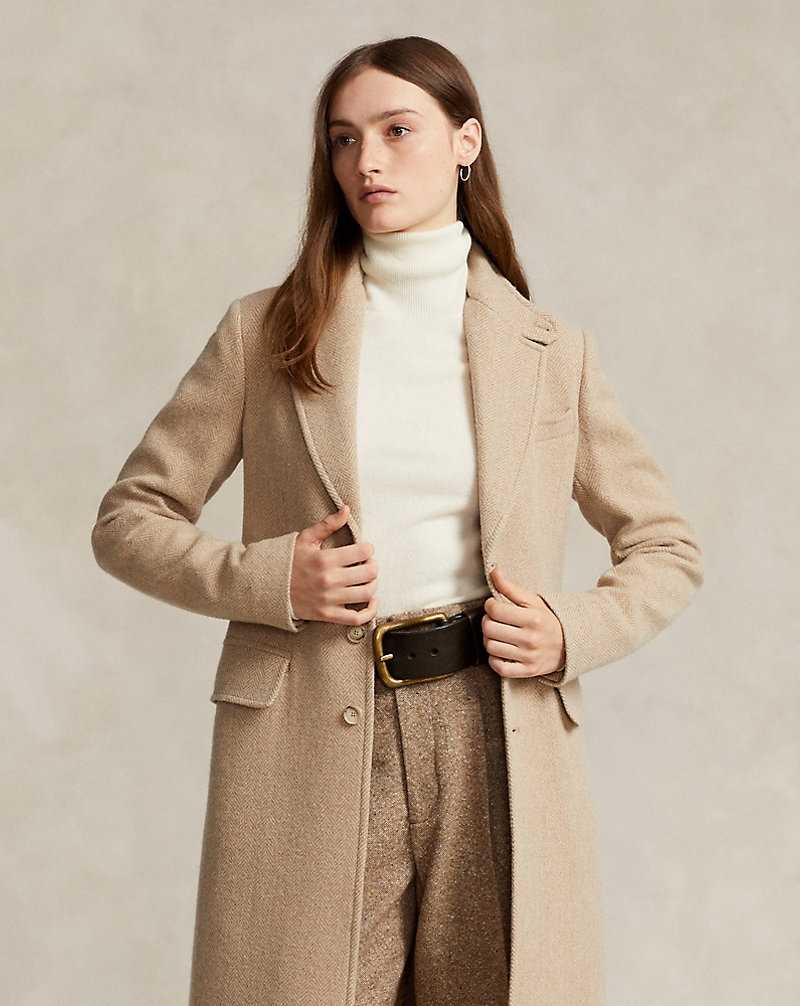 Abrigos Ralph Lauren Herringbone Mujer Taupe Herringbone | JEXQFOL-09 - vista 3