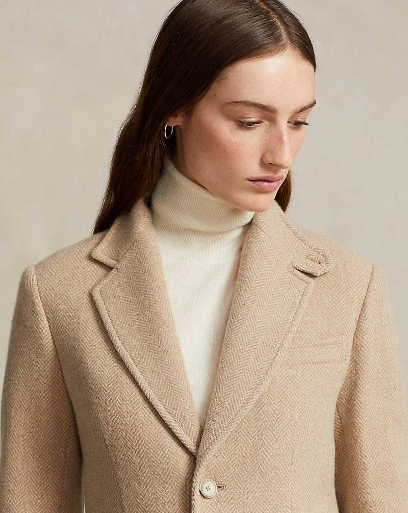 Abrigos Ralph Lauren Herringbone Mujer Taupe Herringbone | JEXQFOL-09 - vista 5
