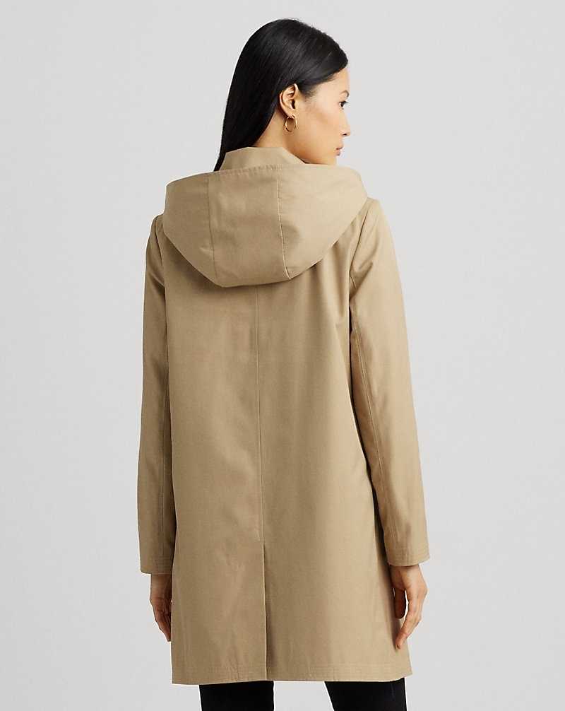 Abrigos Ralph Lauren Hooded Cotton-Blend Balmacaan Mujer Birch Tan | ASOJUTR-41 - vista 4
