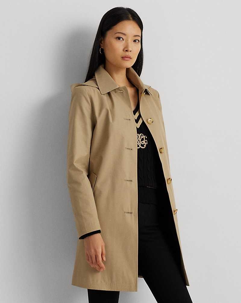 Abrigos Ralph Lauren Hooded Cotton-Blend Balmacaan Mujer Birch Tan | ASOJUTR-41 - vista 1
