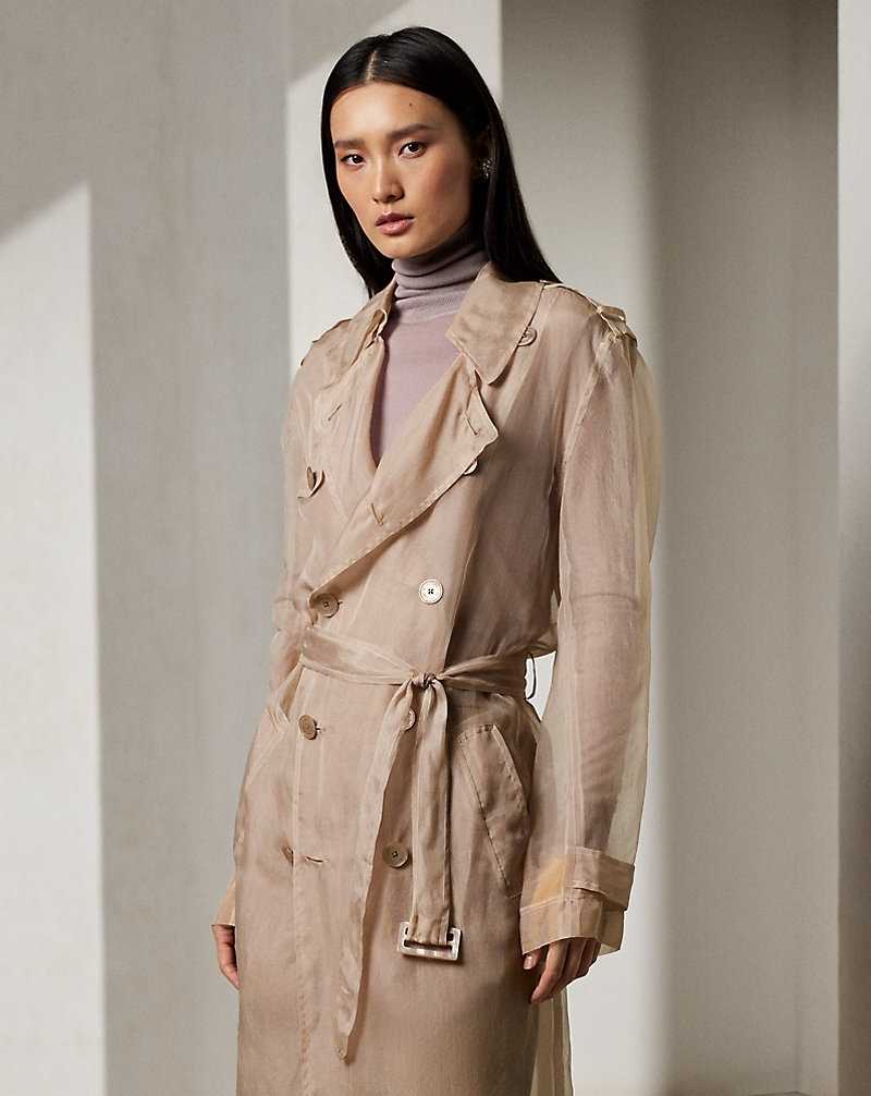 Abrigos Ralph Lauren Jayne Washed Organza Trench Mujer Mauve | XQDONRC-35 - vista 3
