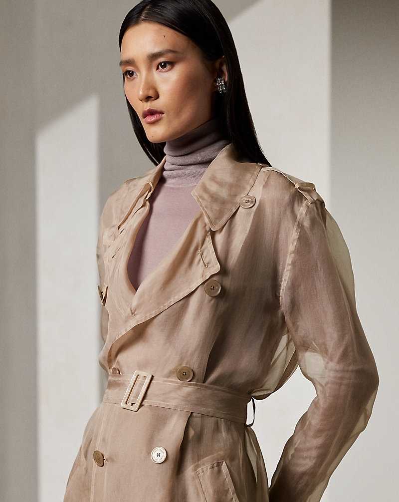 Abrigos Ralph Lauren Jayne Washed Organza Trench Mujer Mauve | XQDONRC-35 - vista 5