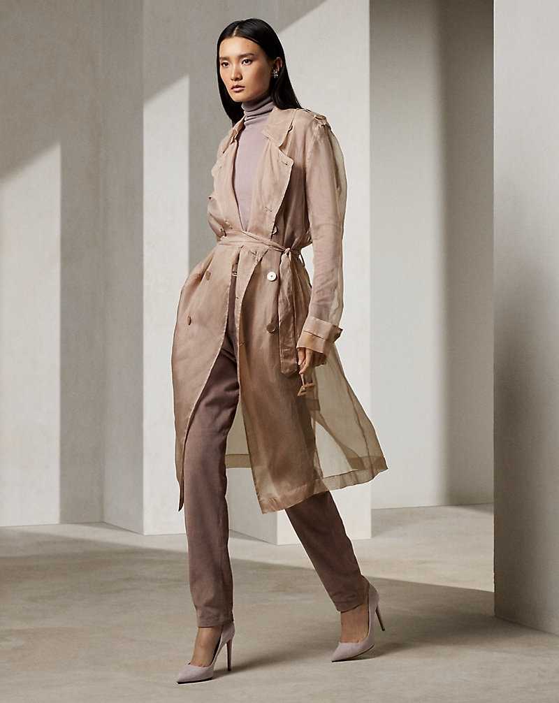 Abrigos Ralph Lauren Jayne Washed Organza Trench Mujer Mauve | XQDONRC-35 - vista 1
