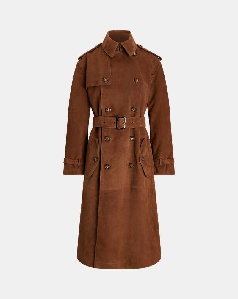 Abrigos Ralph Lauren Lambskin Suede Trench Mujer Cinnamon | CFPEWUZ-65 - vista 2